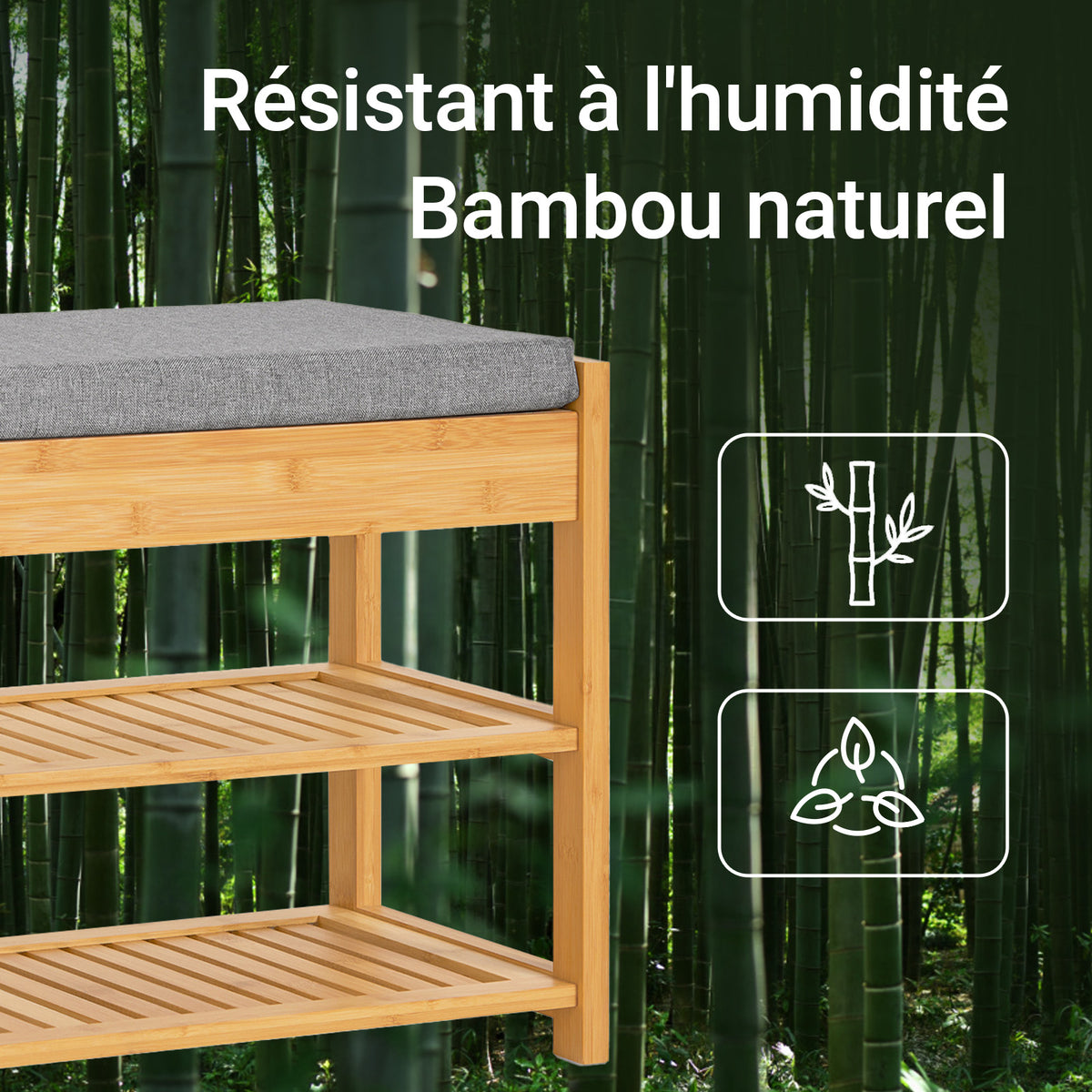 SoBuy FSR49-N Banc pentru Pantofi cu Raft și Sertare Laterale pentru Hol Intrare – 55x30x46 cm, Natur