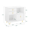 SoBuy ASK11-W Comodă Imprimantă și Depozitare Birou, Dulap de Birou cu 3 Sertare și 2 Compartimente Deschise, Mobilier Compact pentru Imprimantă, Alb 80x40x75 cm