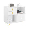 SoBuy ASK11-W Comodă Imprimantă și Depozitare Birou, Dulap de Birou cu 3 Sertare și 2 Compartimente Deschise, Mobilier Compact pentru Imprimantă, Alb 80x40x75 cm