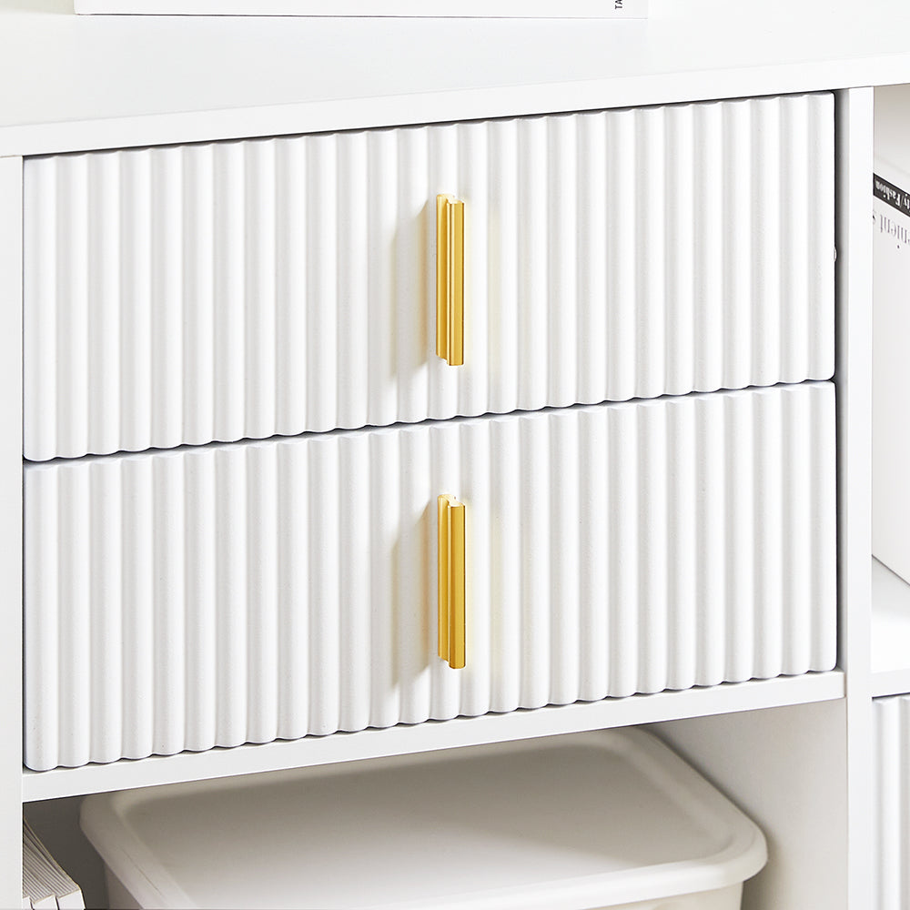 SoBuy ASK11-W Comodă Imprimantă și Depozitare Birou, Dulap de Birou cu 3 Sertare și 2 Compartimente Deschise, Mobilier Compact pentru Imprimantă, Alb 80x40x75 cm