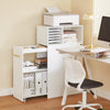 SoBuy ASK12-W Mobilier Imprimantă cu roți Suport Imprimantă Rulabil Dulap de Birou cu Compartimente Mobilier Mic de Depozitare Birou Compact 60x33x100 cm Alb
