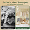 SoBuy KLS04-II-W Suport telescopic pentru haine, rezistent - Dulap deschis reglabil cu bare și rafturi, Cuier pentru dormitor/dressing, Alb