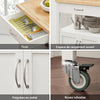 SoBuy FKW22-WN Cărucior de bucătărie cu roți și blat din INOX, 1 Sertar, 1 Raft și 2 Uși, Cărucior multifuncțional – 60x45x92 cm, Alb și Natural