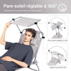 SoBuy OGS48-MI Transat Jardin Extérieur Pliable Bain de Soleil avec Oreiller Chaise Longue Relax avec Pare-Soleil et Poche Latérale Mobilier de Jardin pour Terrasse Plage Piscine Beige 155x56x81cm