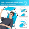 SoBuy OGS48-B Șezlong de grădină pliabil pentru exterior, șezlong cu pernă, șezlong relaxant cu parasolar și buzunar lateral, mobilier de grădină pentru terasă, plajă, piscină, albastru deschis 155x56x81cm