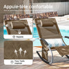 SoBuy OGS28-BRx2 Set de 2 Șezlonguri de Grădină Balansante cu Tetieră Reglabilă și Buzunar Lateral | Pre-vânzare