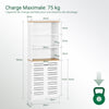 SoBuy BZR44-W Meuble Colonne de Salle de Bain Armoire Haute Meuble de Rangement avec 3 Etagères et 2 Portes persiennes