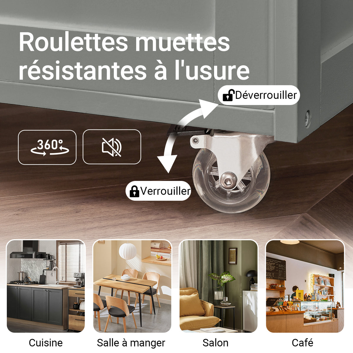 SoBuy FKW45-HG Cărucior de bucătărie rulant, Mobilier dulap de depozitare bucătărie pe roți