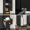 SoBuy BZR34-SCH Dulap coloană de baie 20 cm - Dulap de depozitare îngust cu sertar și rafturi reglabile - Dulap de baie compact pentru WC, spații mici - Negru, MDF, 20x20x180cm