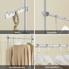 SoBuy FRG109-II-HG, Raft telescopic, Suport de haine robust cu tije, Dulap deschis reglabil pentru dormitor, Suport pentru haine gri