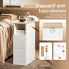 SoBuy FBT149-WN Noptieră Îngustă, Masă Laterală Subțire cu 2 Sertare și Raft, Organizator de Noptieră pentru Dormitor, Living, Alb, L 20 x A 35 x H 60 cm