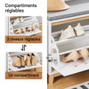 SoBuy FSR191-WN Banc pentru Pantofi cu Pernă Căptușită și 1 Compartiment cu Ușă cu Rabată pentru Hol de Intrare – 60x34x55 cm, Alb și Natur