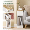 SoBuy Turn Masa cu o lățime îngustă de 20 cm cu sertar de design ondulat, masă îngustă pentru canapea, mese de noapte pentru dormitor și living, culoare alb și lemn 20 x 35 x 60 cm FBT111-W