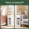 SoBuy Turn Masa cu o lățime îngustă de 20 cm cu sertar de design ondulat, masă îngustă pentru canapea, mese de noapte pentru dormitor și living, culoare alb și lemn 20 x 35 x 60 cm FBT111-W