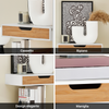 SoBuy FRG92-WN Raft de perete cu sertar - Raft plutitor modern pentru intrare, sufragerie si dormitor - alb si natural 40x24x8cm