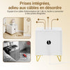 SoBuy FBT115-E-W Noptieră cu Funcție de Încărcare, Noptieră cu 2 Prize, USB și Type-C, Masă Laterală pentru Dormitor și Living, Alb, L40 x P40 x H47 cm