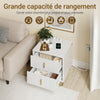 SoBuy FBT115-E-W Noptieră cu Funcție de Încărcare, Noptieră cu 2 Prize, USB și Type-C, Masă Laterală pentru Dormitor și Living, Alb, L40 x P40 x H47 cm