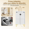 SoBuy FBT115-L-E-W Noptieră cu Funcție de Încărcare, Noptieră cu 2 Prize, USB și Type-C, Masă Laterală pentru Dormitor și Sufragerie, Alb, L40 x l40 x H63,5 cm