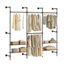 SoBuy KLS20-SCH, Raft pentru haine montat pe perete cu 2 rafturi MDF, Suport pentru haine cu economie de spațiu Capacitate 45 kg, Dulap pentru dormitor și intrare, 91,5x48x220cm, Negru industrial