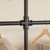 SoBuy KLS19-SCH Suport de haine montat pe perete cu 4 șine + 4 rafturi MDF, Dulap de haine capacitate 120 kg, Cuier pentru dormitor, 265x48x220cm, Negru industrial