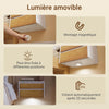 SoBuy FBT175-E-WN Table de Chevet Suspendue avec Lampe à détecteur de Mouvement Amovible et 2 tiroirs, Table de Nuit Flottante pour Chambre, Salon ou Couloir, 40x29.8x25.6cm, Blanc Naturel