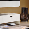 SoBuy BBF02-W Support Écran PC Rehausseur Ecran PC Bureau avec 2 Tiroirs et Rangement Support Moniteur Universel pour Ordinateur Portable ou Écran Blanc 47x18x11cm