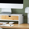 SoBuy BBF02-WN Support Écran PC Rehausseur Ecran PC Bureau avec 2 Tiroirs et Rangement Support Moniteur Universel pour Ordinateur Portable ou Écran Blanc-Naturel 47x18x11cm