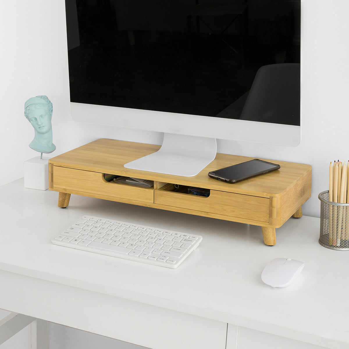 SoBuy BBF06-N Support de Moniteur Écran Ergonomique Support pour Écran d'ordinateur