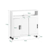 SoBuy BZR02-W Dulap WC Baie cu Roți, Dulap Mic de Depozitare, cu 2 Uși Glisante și Raft Deschis, Dulap Toaletă pentru Spații Reduse Alb 70x71x20cm