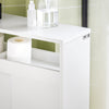SoBuy BZR02-W Dulap WC Baie cu Roți, Dulap Mic de Depozitare, cu 2 Uși Glisante și Raft Deschis, Dulap Toaletă pentru Spații Reduse Alb 70x71x20cm