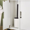 SoBuy BZR02-W Dulap WC Baie cu Roți, Dulap Mic de Depozitare, cu 2 Uși Glisante și Raft Deschis, Dulap Toaletă pentru Spații Reduse Alb 70x71x20cm