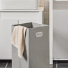 SoBuy BZR100-W Meuble Salle de Bain avec Panier à Linge Rabattable Armoire de Salle de Bain avec Sac à Linge Amovible & poignées de Transport Meuble buanderie Compact en Bois Blanc 45x85,5x35cm
