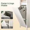 SoBuy BZR102-W Dulap Coloană de Baie cu Coș de Rufe, Dulap Înalt din Lemn, Dulap de Depozitare Îngust cu 3 Polițe și 1 Sac de Rufe Detașabil, Alb, 45 x 35 x 171 cm