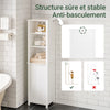 SoBuy BZR102-W Dulap Coloană de Baie cu Coș de Rufe, Dulap Înalt din Lemn, Dulap de Depozitare Îngust cu 3 Polițe și 1 Sac de Rufe Detașabil, Alb, 45 x 35 x 171 cm