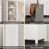 SoBuy BZR102-W Dulap Coloană de Baie cu Coș de Rufe, Dulap Înalt din Lemn, Dulap de Depozitare Îngust cu 3 Polițe și 1 Sac de Rufe Detașabil, Alb, 45 x 35 x 171 cm