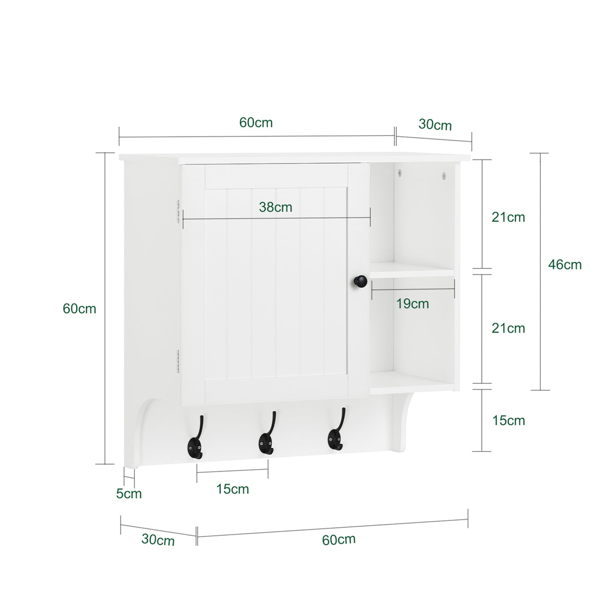SoBuy BZR103-W Armoire Haute Murale Placard Mural Meuble Haut de Salle de Bain Meuble Suspendu Meuble Murale