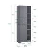 SoBuy BZR104-DG Coloană de Baie Gri 171cm cu Coș de Rufe, 6 Rafturi și 2 Sertare, Anti-răsturnare, 70kg – 60x37x171 cm