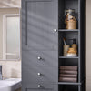 SoBuy BZR104-DG Coloană de Baie Gri 171cm cu Coș de Rufe, 6 Rafturi și 2 Sertare, Anti-răsturnare, 70kg – 60x37x171 cm