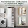 SoBuy BZR104-W Coloană pentru baie cu coș de rufe integrat – Dulap de depozitare 171 cm, 6 rafturi și 2 sertare, alb