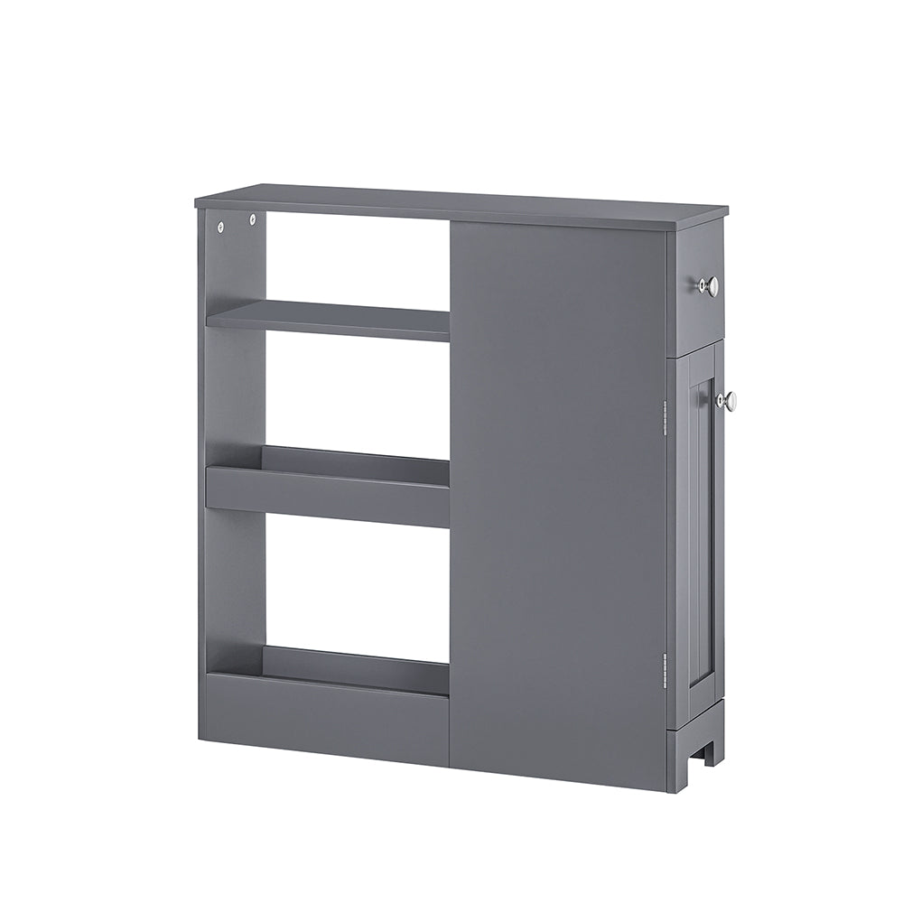 SoBuy BZR106-DG Armoire Étroit Armoire Toilettes WC Compact sur Roulettes Support Papier Toilette Chariot de Stockage Polyvalente