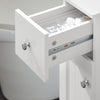 SoBuy BZR106-W Dulap de depozitare baie îngust pe roți, Suport hârtie igienică, Dulap WC compact, Cărucior de depozitare