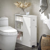 SoBuy BZR106-W Dulap de depozitare baie îngust pe roți, Suport hârtie igienică, Dulap WC compact, Cărucior de depozitare