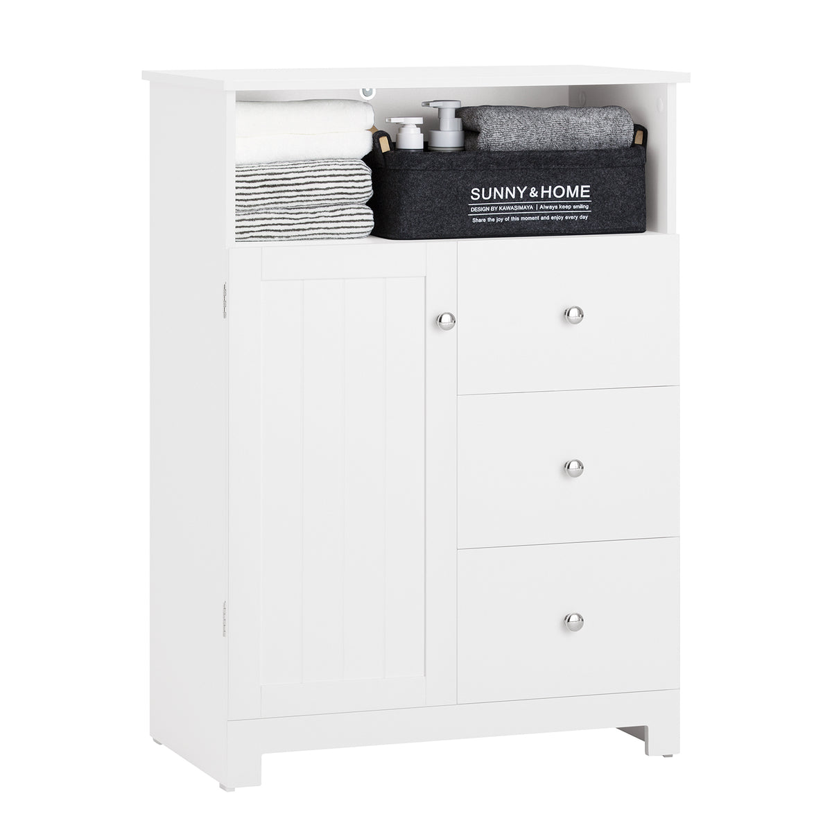 SoBuy BZR107-W Meuble de Rangement Salle de Bain, Meuble Demi-Colonne, Meuble Bas, Armoire Toilettes WC, Placard