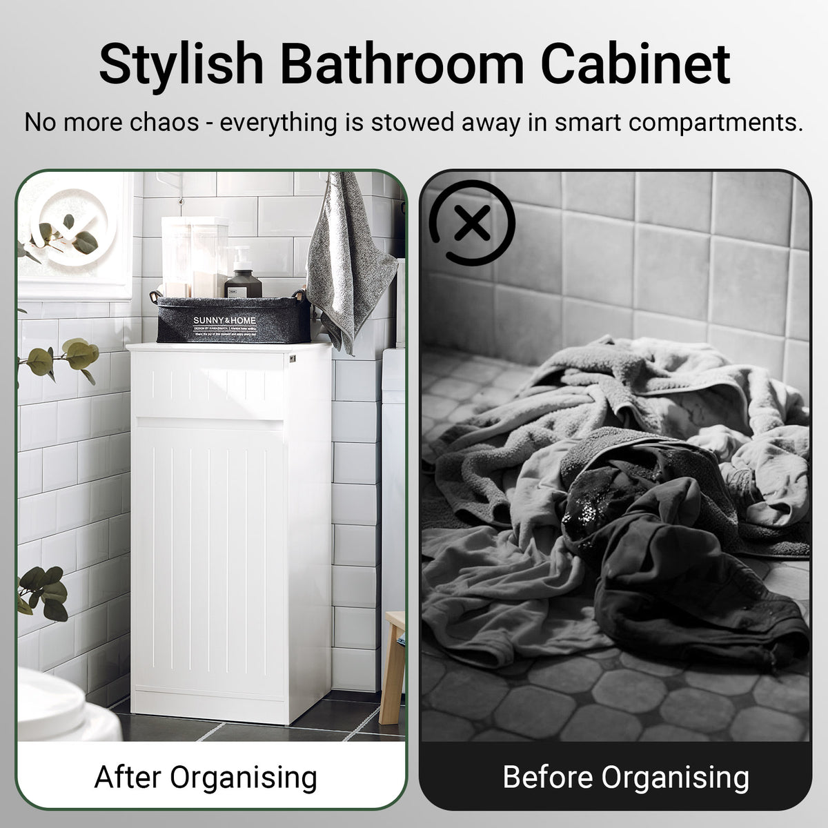 SoBuy BZR110-W Armoire à Linge avec 1 Porte – L40×P39×H86 cm, Charge 25 kg, MDF E1, Blanc