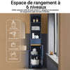 SoBuy BZR112-B Dulap de baie tip coloană, cu 3 rafturi deschise, dulap cu ușă și sertar, mobilier mic de depozitare pentru baie, pentru spații înguste, 35 x 30 x 170 cm