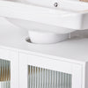 SoBuy BZR115-II-W Meuble sous Lavabo Salle de Bain, Armoire de Rangement pour Vasque sur Pieds avec 2 Portes en Verre