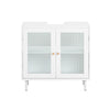SoBuy Sublavabo mobil cu uși de sticlă dulap mobil Mobile Sublavabo alb 60x30x58cm BZR115-W