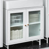 SoBuy Sublavabo mobil cu uși de sticlă dulap mobil Mobile Sublavabo alb 60x30x58cm BZR115-W