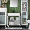 SoBuy BZR115-W Meuble sous Lavabo Salle de Bain, Meuble sous Évier, Armoire de Rangement pour Vasque sur Pieds avec 2 Portes en Verre
