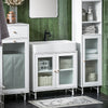 SoBuy Sublavabo mobil cu uși de sticlă dulap mobil Mobile Sublavabo alb 60x30x58cm BZR115-W